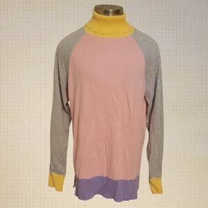 Charter Club Women's Color Block Cotton Rayon Sweater Pearl Beaded Turtle Neck